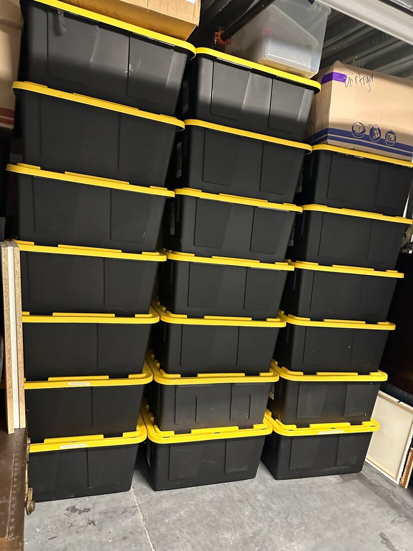 Securely stacked and strapped moving crates by Heavy Lifters — movers serving Panama City, FL
